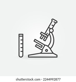 Microscope with Test Tube vector concept outline icon or design element