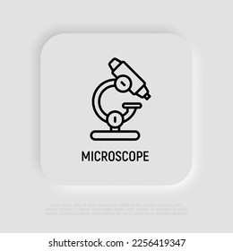 Microscope thin line icon. Laboratory equipment. Modern vector illustration.
