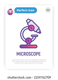 Microscope thin line icon. Laboratory equipment. Modern vector illustration.