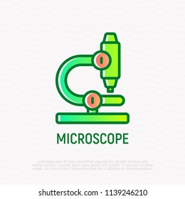 Microscope thin line icon. Modern vector illustration of laboratory instrument.