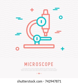 Microscope thin line icon. Modern vector illustration of medical equipment.