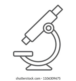 Microscope thin line icon, school and education, science sign vector graphics, a linear pattern on a white background, eps 10.