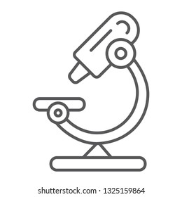Microscope thin line icon, science and lab, lens sign, vector graphics, a linear pattern on a white background, eps 10.