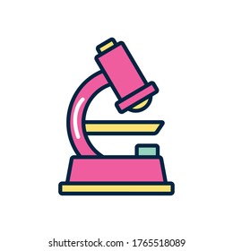 microscope tool icon over white background, line color style, vector illustration