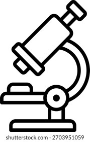 Design vetorial de microscópio em estilo moderno, pesquisa laboratorial e conceito de detecção de vírus HIV, ilustração de ciência médica. Ícone de Linha