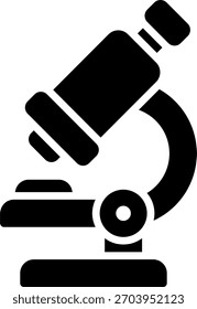 Design vetorial de microscópio em estilo moderno, pesquisa laboratorial e conceito de detecção de vírus HIV, ilustração de ciência médica. Ícone de Glifo