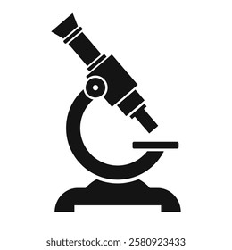 Microscope vector icon isolated on white background. Simple flat illustration of lab instrument, researching symbol. Abstract web design element.