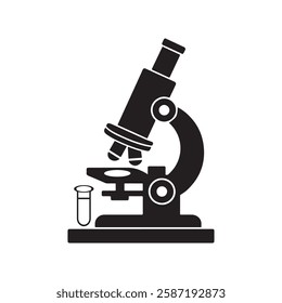 Microscope Vector Icon for Science and Laboratory Research. Flat Microscope Symbol for Medical, Biology, and Chemistry Studies. Modern Microscope Illustration for Education and Scientific Analysis.