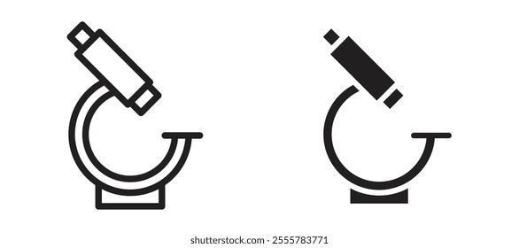 Microscope vector icon set in black color.