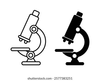 Microscope vector icon set. Line and glyph microscope vector. Lab microscope set. Microscope icon vector for web,