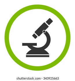 Microscope vector icon. Style is bicolor flat rounded symbol, eco green and gray colors, rounded angles, white background.