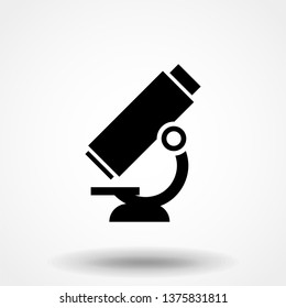 Microscope vector icon. Style is flat symbol, black color, rounded angles, white background.