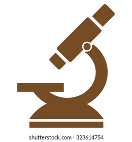 Microscope vector icon. Style is flat symbol, brown color, rounded angles, white background.