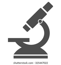 Microscope vector icon. Style is flat symbol, gray color, rounded angles, white background.