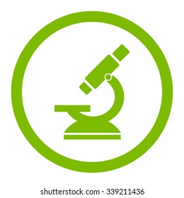 Microscope vector icon. Style is flat rounded symbol, eco green color, rounded angles, white background.