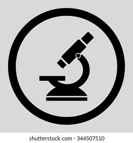 Microscope vector icon. Style is flat rounded symbol, black color, rounded angles, light gray background.