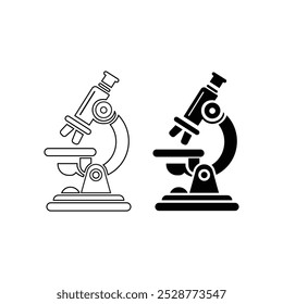 Mikroskop-Vektorsymbol. Mikroskop-Symbol, Mikroskop-Icon-Vektor für Web, Mikroskop-Symbol auf weißem Hintergrund, Line Microscopes-Symbole.