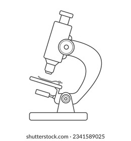 Microscope vector illustration in flat style, consisting of outline, transparent, laboratory equipment, logo, icon.
