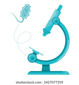 Microscope vector illustration graphic science isolated cartoon with prokaryotic bacteria