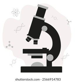 Microscope. Vector illustration. Laboratory equipment for conducting research. Ideal for medical, information catalogs and institutional materials.