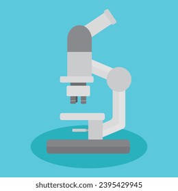 Microscope vector illustration on blue background. Chemistry laboratory equipment.