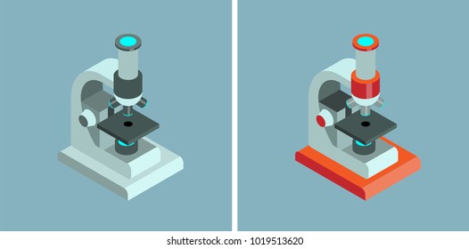 Microscope Vector Isometric Icons