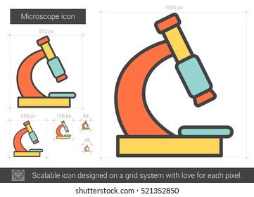 Microscope vector line icon isolated on white background. Microscope line icon for infographic, website or app. Scalable icon designed on a grid system.
