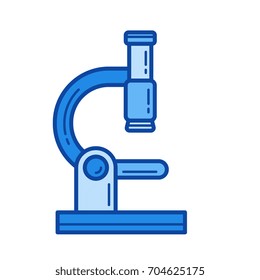 Microscope vector line icon isolated on white background. Microscope line icon for infographic, website or app. Blue icon designed on a grid system.