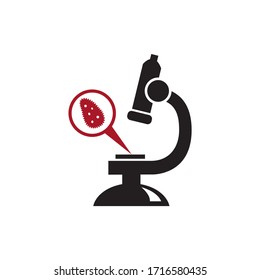 Microscope viewing bacteria, science  vector icon 