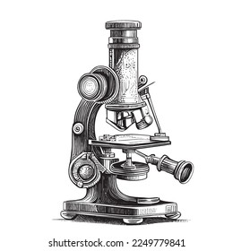 Esbozo dibujado a mano Microscopio Ilustración vectorial