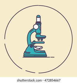 microscope vintage retro line art lab tools instrument of education microbiology