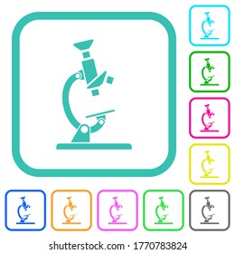 Iconos planos de color intenso en bordes curvados sobre fondo blanco