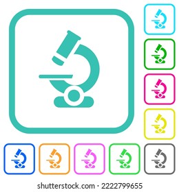 Microscope vivid colored flat icons in curved borders on white background