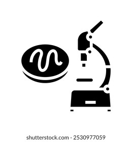 microscópio worm parasite glifo ícone vetor. microscópio worm parasita sinal. símbolo isolado ilustração