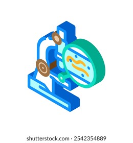 Vector de icono isométrico del parásito del gusano del microscopio. signo del parásito del gusano del microscopio