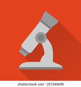 Microscope,modern design flat icon with long shadow