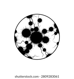 Microscopic bacteria cells in circle
