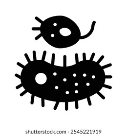 Bactérias microscópicas e vírus que representam patógenos na microbiologia