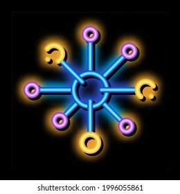 Vector de señal de luz de neón microscópico de bacteria. 