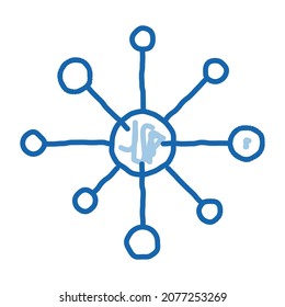 Proyector de icono de boceto microscópico de bacteria. Dibujo de la línea de doodle azul dibujado a mano ilustración de símbolo aislado