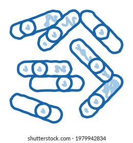 Microscopic Bacterium Sticks sketch icon vector. Hand drawn blue doodle line art isolated symbol illustration