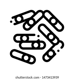 Microscopic Bacterium Sticks Vector Thin Line Icon. Medical Dangerous Organism Bacterium Element Linear Pictogram. Chemical Microbe Infection Microorganism Design Contour Monochrome Illustration