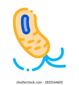 Microscopic Bacterium With Tails Vector Sign Icon Thin Line. Medicine Biohazard Bacterium Linear Pictogram. Microbe Type Infection Biology Microorganism Contour Illustration