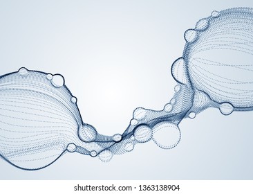 Microscopic biological mutation virus, abstract vector particles shape, nano medical technology, microbiology science fiction theme illustration.