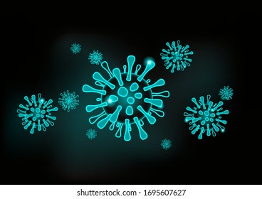 Ilustración vectorial del virus Corona COVID-19 microscópico.