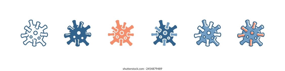 conjunto de iconos microscópicos del virus corona infección pandémica por el virus corona Ilustración vectorial