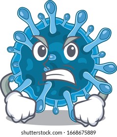 Diseño de personajes de dibujos animados de coronavirus microscópico con cara enfurecida
