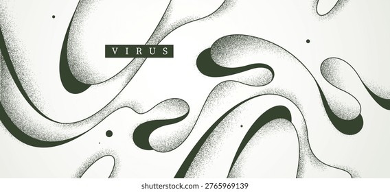 Microscopic look like vector abstract background, curvy lines in motion abstraction wallpaper, fluid lines and textures dynamic curves, lifeform microorganism.