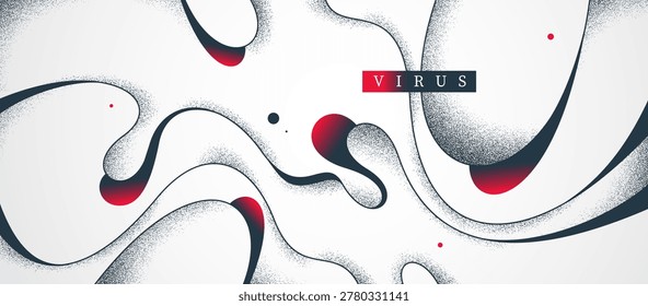 Microscopic look like vector abstract background, curvy lines in motion abstraction wallpaper, fluid lines and textures dynamic curves, lifeform microorganism.