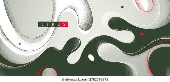 Microscopic look like vector abstract background, curvy lines in motion abstraction wallpaper, fluid lines and textures dynamic curves, lifeform microorganism.